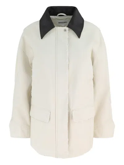Apparis Contrast-collar Jacket In White
