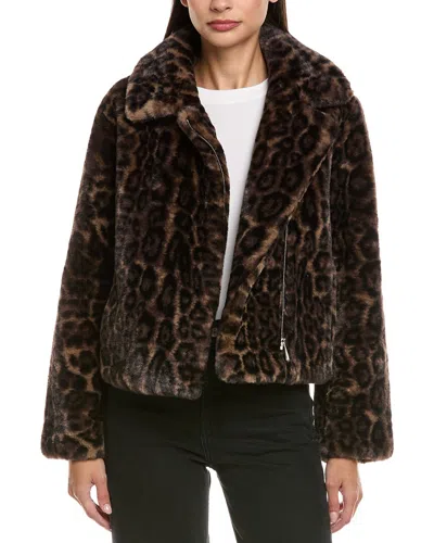 Apparis Dahlia Leopard Biker Jacket In Brown