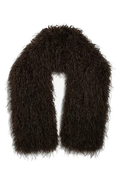 Apparis Dame Faux Fur Shawl In Brown