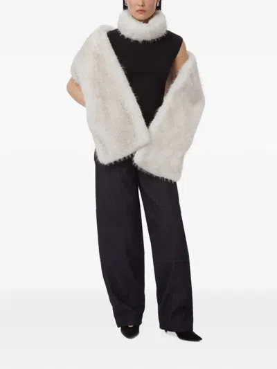 Apparis Dame Tipped Faux-fur Shawl In Neutral