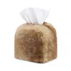 Apparis Davey Faux Mink Tissue Box Cover In Brown