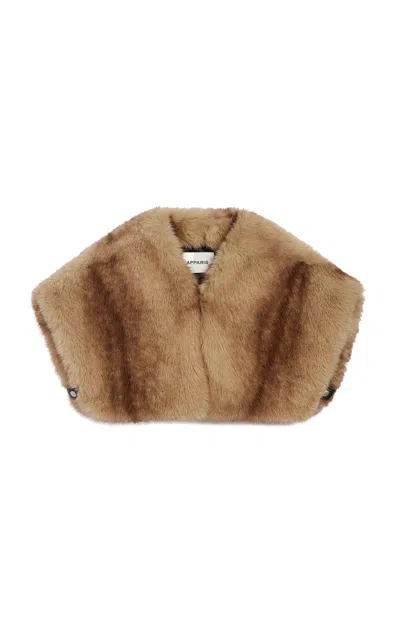 Apparis Devin Faux Mink Fur Shrug In Neutral