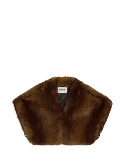 Apparis Devin Faux-fur Shrug Jacket In Brown