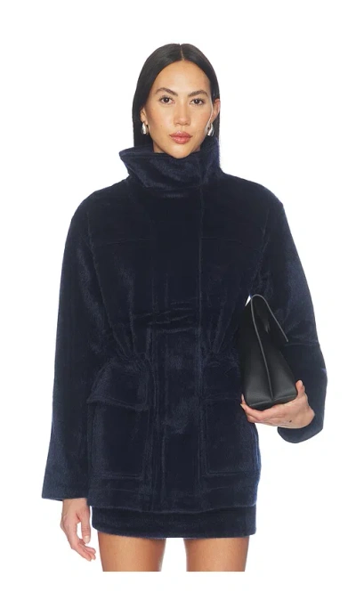 Apparis Edie Faux Pony Parka Jacket In Blue