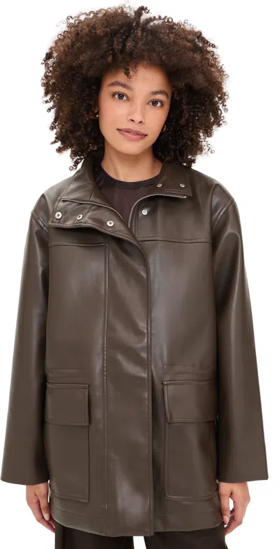 Apparis Edie Sans Leather Parka Deep Brown