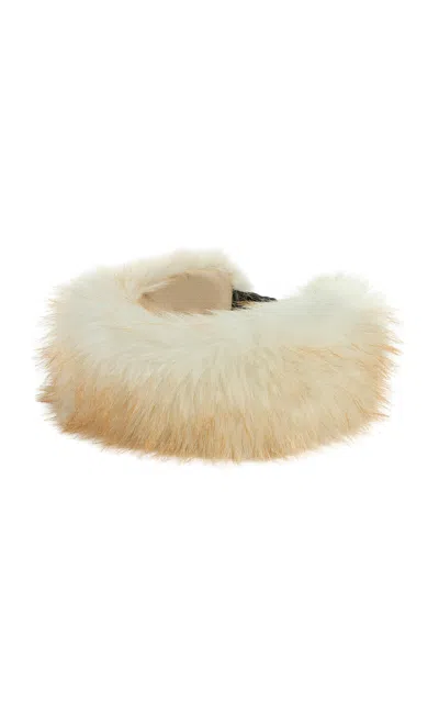 Apparis Eleni Faux Fox Fur Headband In Neutral