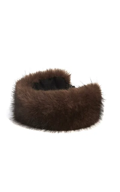 Apparis Eleni Faux Sable Fur Headband In Brown