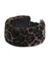 Apparis Eleni Leopard Print Faux Fur Headband In Brown