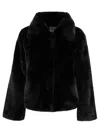 Apparis Wide-lapel Faux-fur Jacket In Black