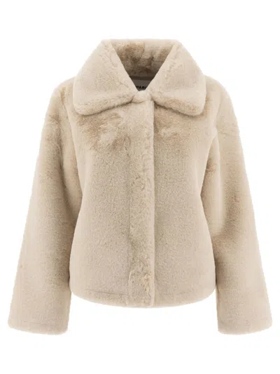 Apparis Elis Faux Fur Short Coat In Neutral