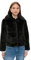 Apparis Elis Faux Fur Coat Noir In Black