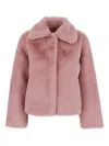 Apparis Pink Fur Coat With Classic Collar In Faux Fur Woman In Pink