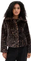 Apparis Elis Faux Fur Leopard Print Coat Dark Leopard In Brown