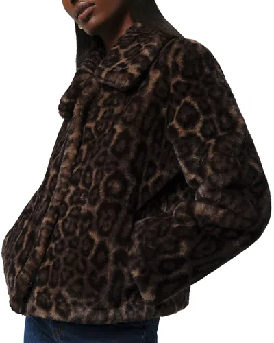 Apparis Elis Faux Fur Leopard Print Jacket In Brown