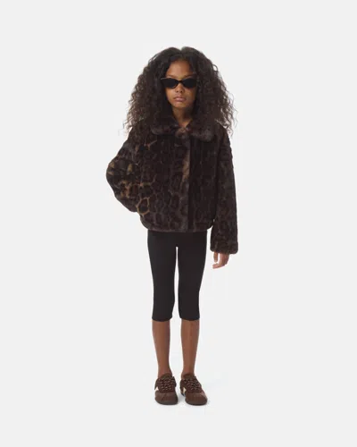Apparis Elis Leopard Kids Coat In Dark Leopard