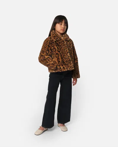 Apparis Elis Leopard Kids Short Coat In Animal Print