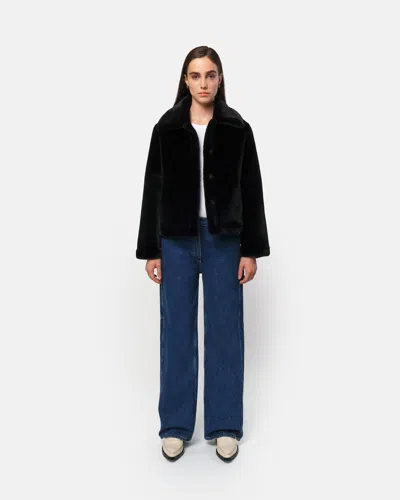 Apparis Elis Noir Short Coat In Black