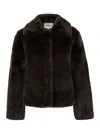 Apparis 'elis' Brown Jacket With Collar In Eco Fur Woman In Brown