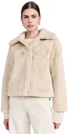 Apparis Fiona Shawl-lapel Faux-fur Coat In Latte