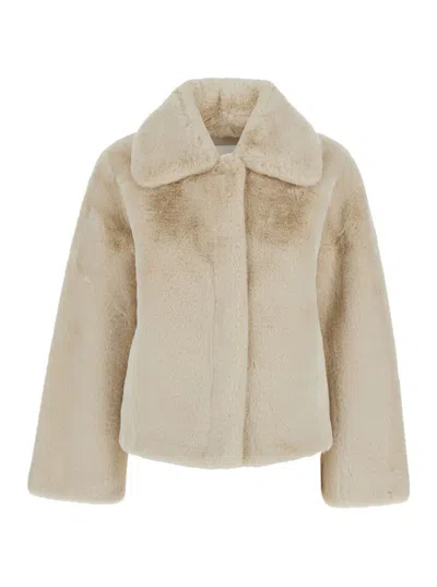 Apparis Elis Faux Fur Short Coat In Neutral