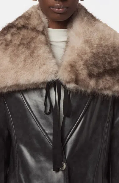 Apparis Eliza Faux Fur Collar In Grey Mink