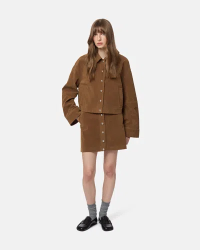 Apparis Ella Sans Suede Cropped Jacket In Brown