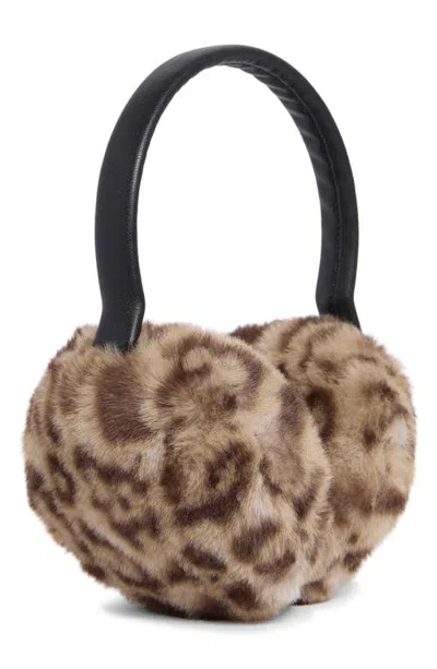 Apparis Esme Leopard Faux Fur Earmuffs In Brown