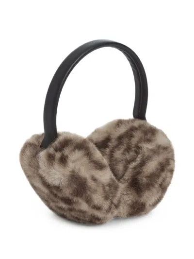 Apparis Esme Leopard-print Earmuffs In Brown