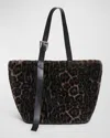 Apparis Esti Leopard Faux Fur Tote Bag In Dark Leopard