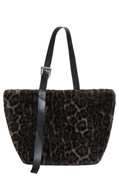 Apparis Esti Leopard Faux Fur Tote Bag In Dark Leopard