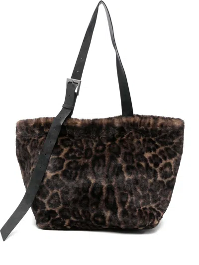 Apparis Esti Leopard Tote Bag In Brown