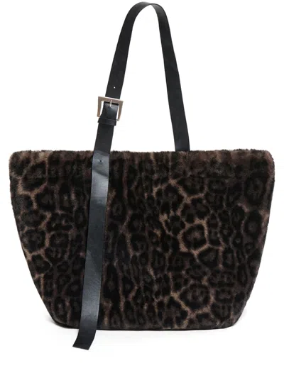 Apparis Esti Leopard Faux Fur Tote Bag In Dark Leopard