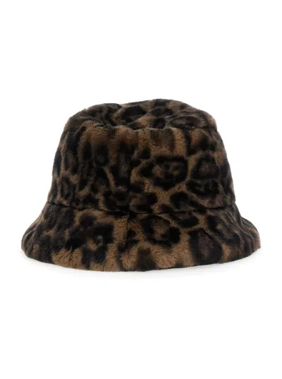 Apparis F4ha053 Leopard Print Eco-leather Bucket Hat In Brown