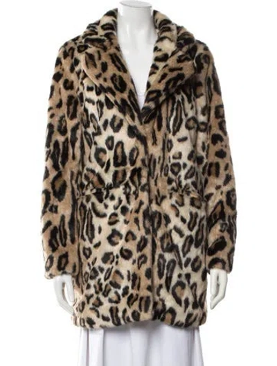 Pre-owned Apparis Faux Fur Animal Print Faux Fur Coat In Brown/neutrals
