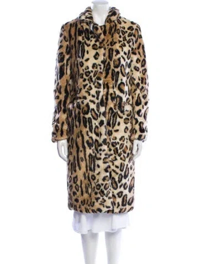 Pre-owned Apparis Faux Fur Animal Print Faux Fur Coat In Neutral