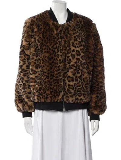 Pre-owned Apparis Faux Fur Animal Print Faux Fur Coat In Neutral