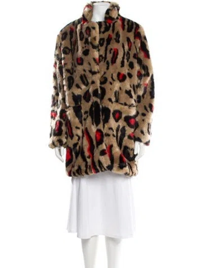 Pre-owned Apparis Faux Fur Animal Print Faux Fur Coat W/ Tags In Brown
