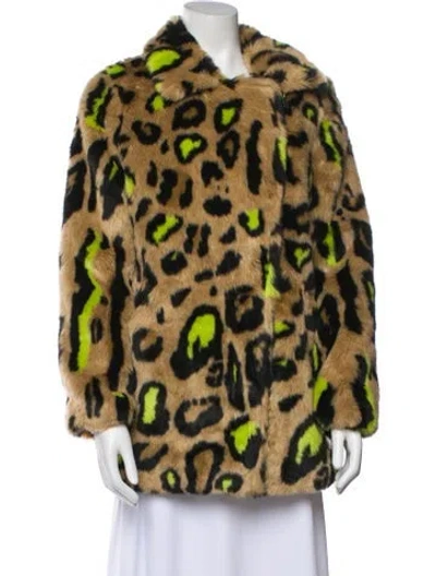Pre-owned Apparis Faux Fur Animal Print Faux Fur Jacket In Neutral