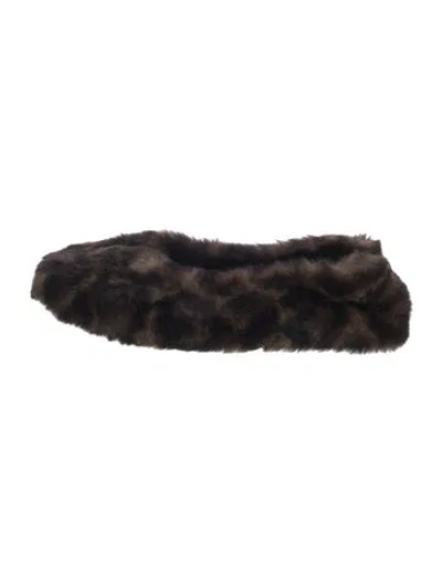 Pre-owned Apparis Faux Fur Animal Print Flats In Brown
