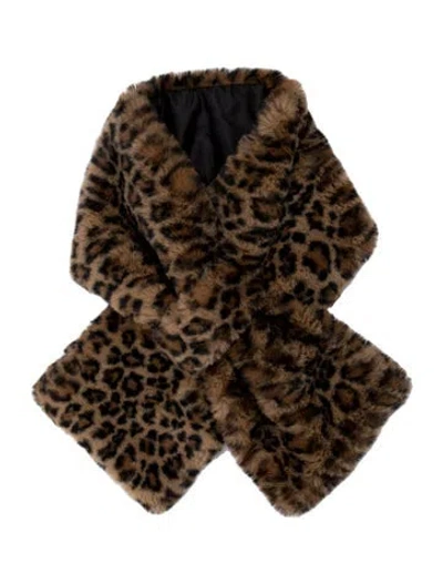Pre-owned Apparis Faux Fur Animal Print Scarf W/ Tags In Brown
