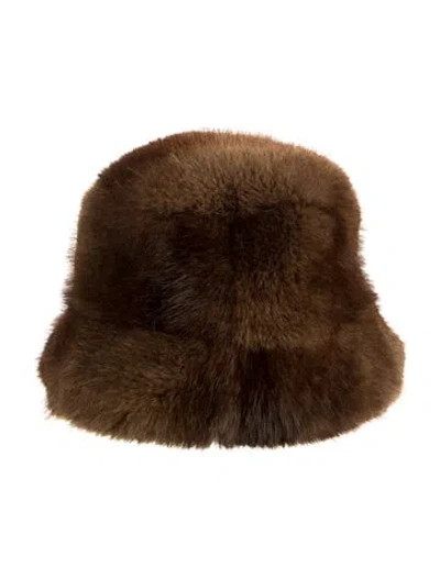 Pre-owned Apparis Faux Fur Bucket Hat W/tags In Brown