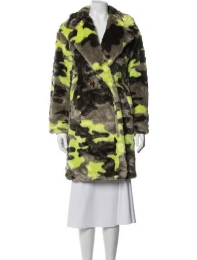 Pre-owned Apparis Faux Fur Camouflage Print Faux Fur Coat In Green