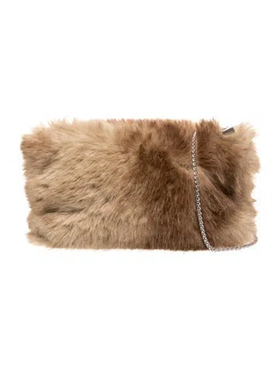 Pre-owned Apparis Faux Fur Clutch In Neutral
