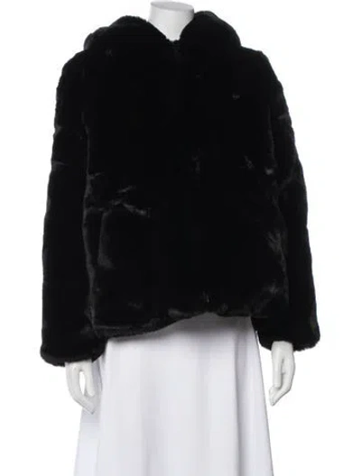 Pre-owned Apparis Faux Fur Coat In Black