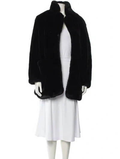 Pre-owned Apparis Faux Fur Coat In Black
