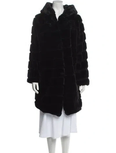 Pre-owned Apparis Faux Fur Coat In Black