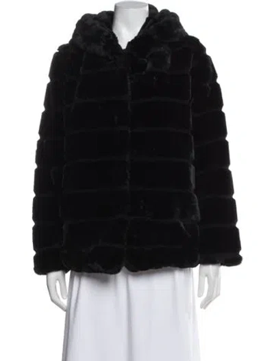 Pre-owned Apparis Faux Fur Coat In Black