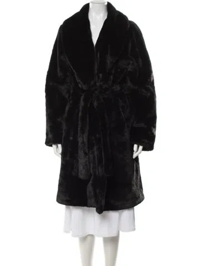 Pre-owned Apparis Faux Fur Coat In Black