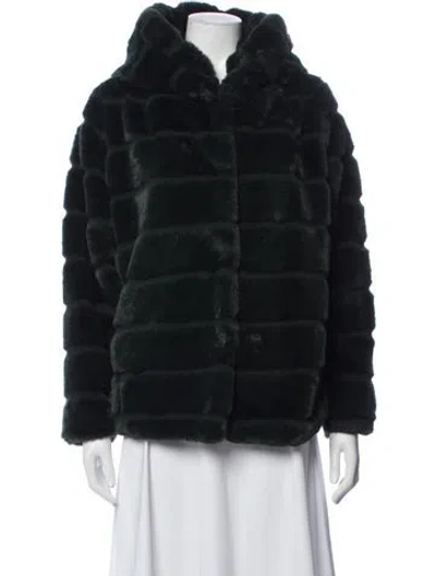 Pre-owned Apparis Faux Fur Coat In Black