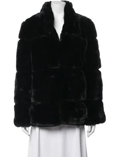 Pre-owned Apparis Faux Fur Coat In Black